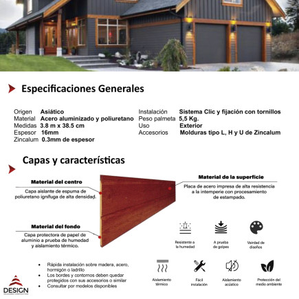 Revest. De Exterior Pizarra Grey 3.8mtsx38.5cmx16mm
