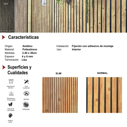 Revest. Ps Acan. Slim Ceniza 2.4m X 30cm X 4mm 0.72m2 5518