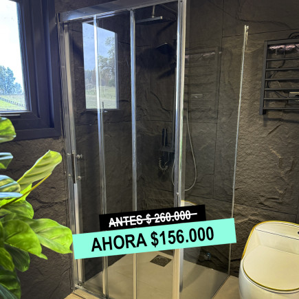 Cabina Ducha Esquinada Cuadrada Plata 900x900x1850