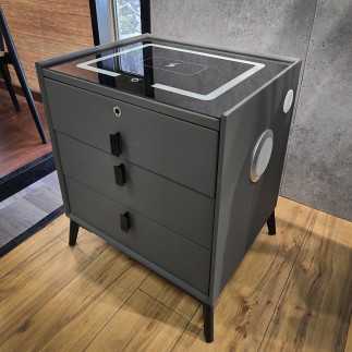 Velador Smart 3 Cajones Gris Oscuro Glm13