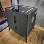 Velador Smart 3 Cajones Gris Oscuro Glm13