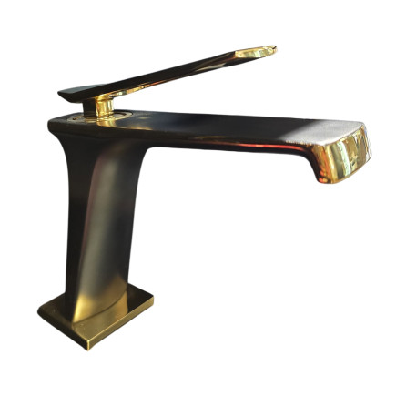 Griferia Lavamanos Minimal Black Gold Lx-102308g