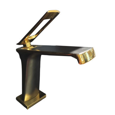 Griferia Lavamanos Minimal Black Gold Lx-102308g