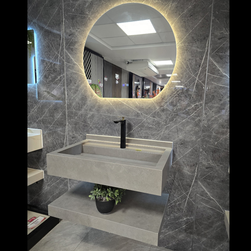 Vanitorio Porcelanato Mas Espejo Luz AntiempaÑantexl Gris