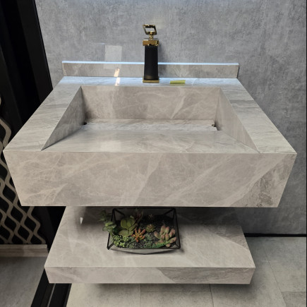 Vanitorio Porcelanato Mas Espejo Luz AntiempaÑante M Gris