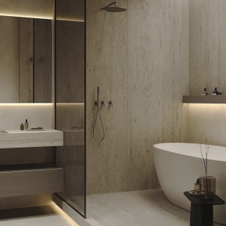 Piedra Sinterizada Travertino 2.0mt X 80cm X 11mm