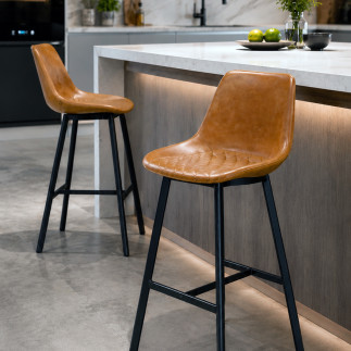 Taburete Taha Pu Camel Y Base Metalica 9085b