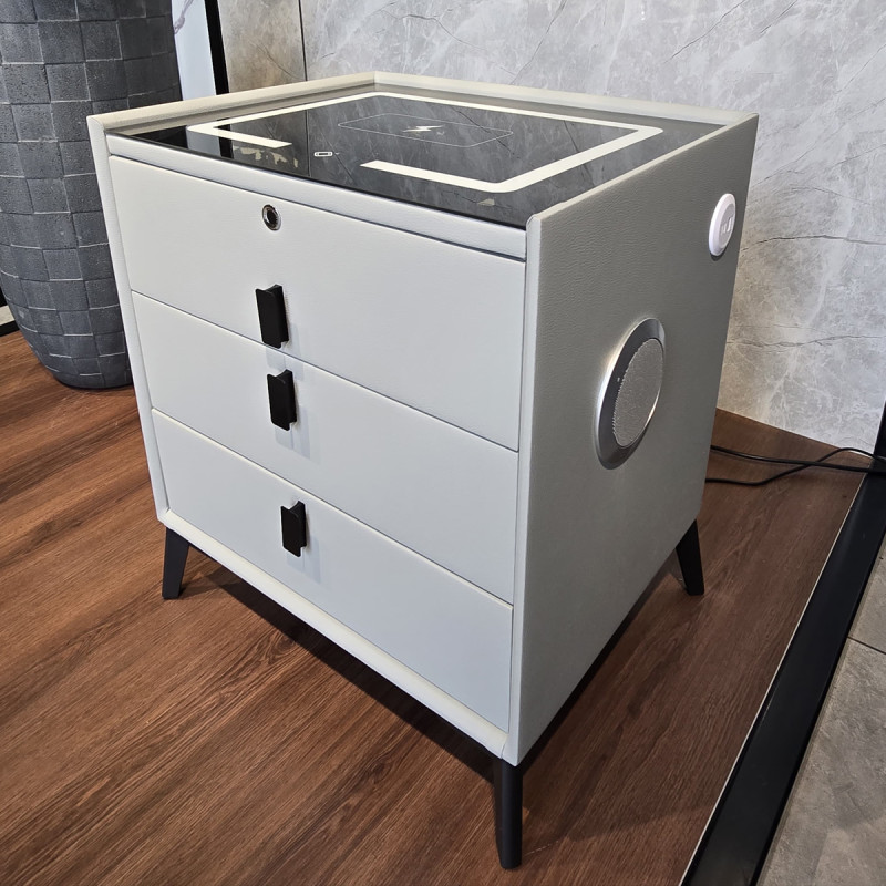 Velador Smart 3 Cajones Gris Claro Glm13