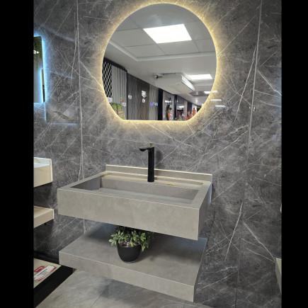 Vanitorio Porcelanato Mas Espejo Luz AntiempaÑantexl Gris