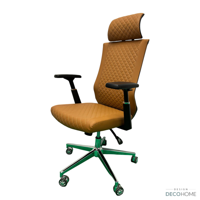 Silla Luxury Giratoria Respaldo Alto Pu Camel